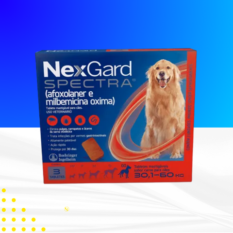 Antipulgas e Carrapatos NexGard Spectra para Cães de 30,1 a 60kg (3 comprimidos)