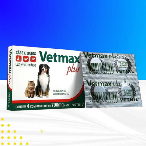 Vermífugo Vetnil Vetmax Plus 700 mg - 4 Comprimidos Blister