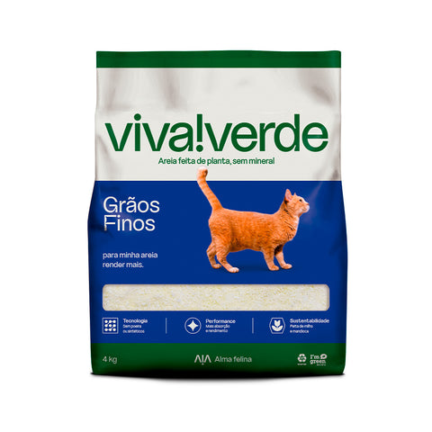 Areia Higiênica para Gatos Viva Verde Limpeza Plena grãos finos