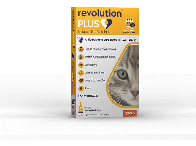 Antiparasitário Revolution Plus 1,25 A 2,5kg com 3 pipetas Zoetis
