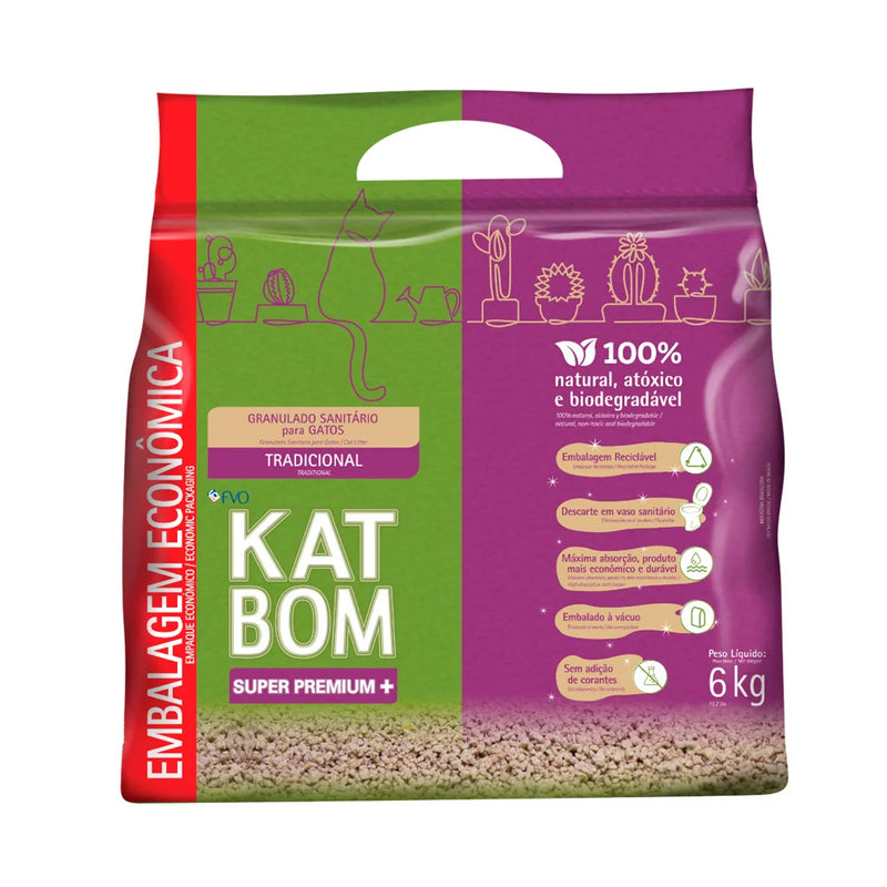 Granulado Higiênico Kat Bom Tradicional Para Gatos - 6Kg - Shop Cão