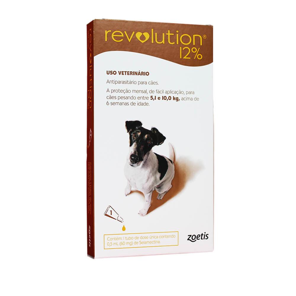 Antipulgas e Carrapatos Zoetis Revolution 12% para Cães de 5 a 10 Kg ...