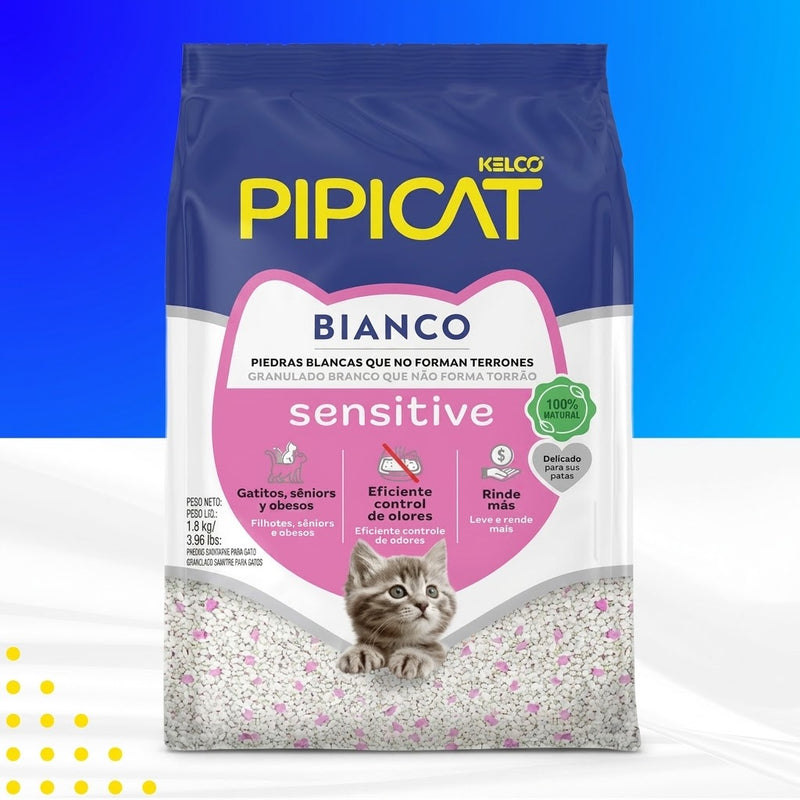 Granulado Sanitário Pipicat Bianco Sensitive 1,8kg Kelco