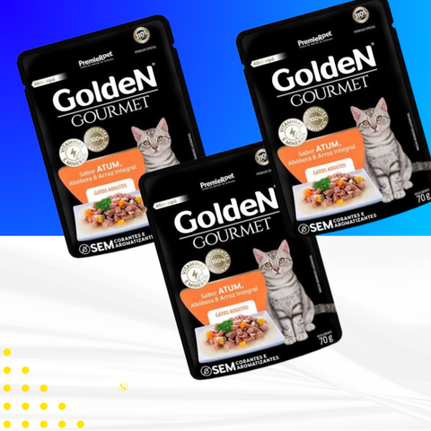 3 Sachês Golden Gourmet Para Gatos 70g — Escolha o Sabor