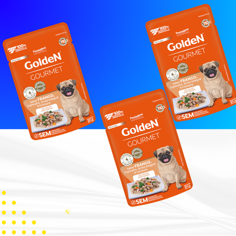 3 Sachês Golden Gourmet para Cães 85g — Escolha o Sabor