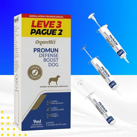 Suplemento Organnact Promun Defense Boost Dog 3ml (LEVE 3, PAGUE2)
