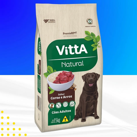 Ração Vitta Natural Cães Adultos Carne & Arroz 15kg