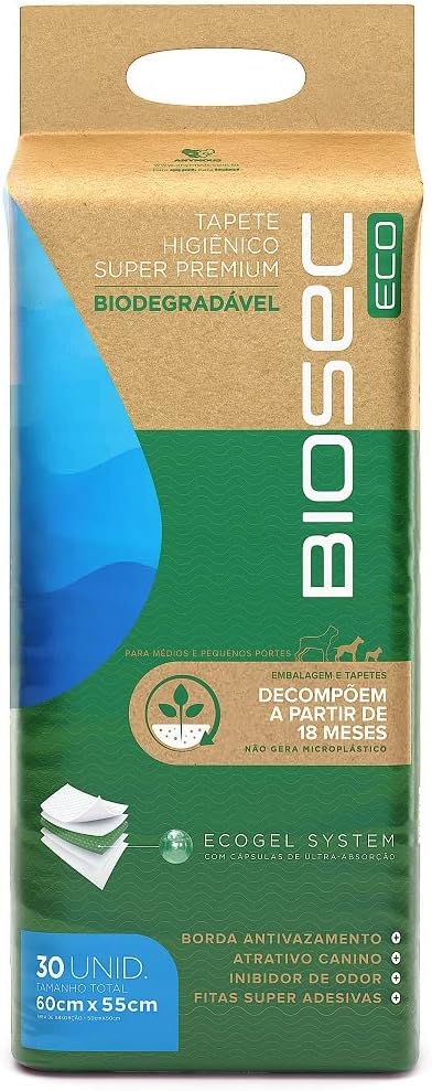Tapete Higiênico Biodegrável Biosec Eco 60x55cm