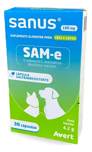 Sanus Sam-e 100 Mg 30 Cápsulas Cães E Gatos - Avert