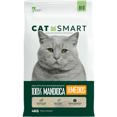 Granulado Sanitário Biodegradável Cat Smart para Gatos Grãos Médios 4kg
