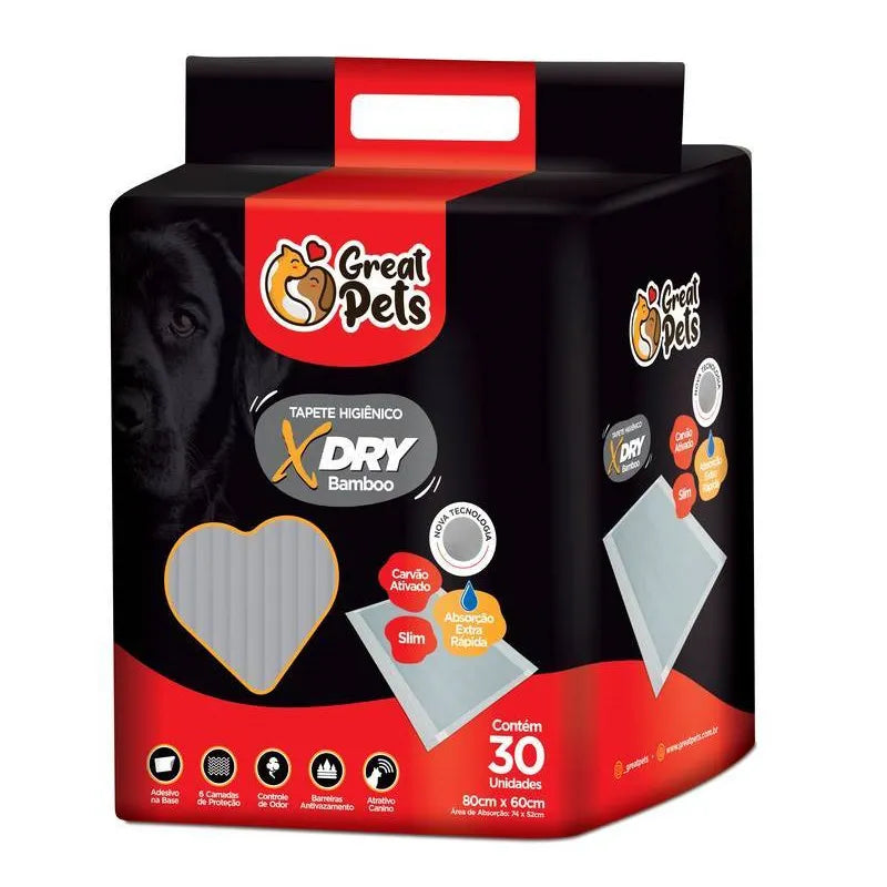 Tapete Higiênico Great Pets Dry Bamboo Slim 60 x 80cm -30 Unidades - Shop Cão