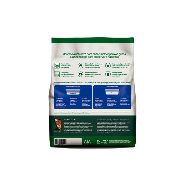 Areia Higiênica para Gatos Viva Verde Limpeza Plena grãos finos Petfive