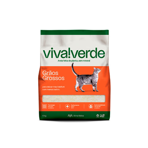 Areia Higiênica para Gatos Viva Verde Vida Descomplicada Grãos grossos