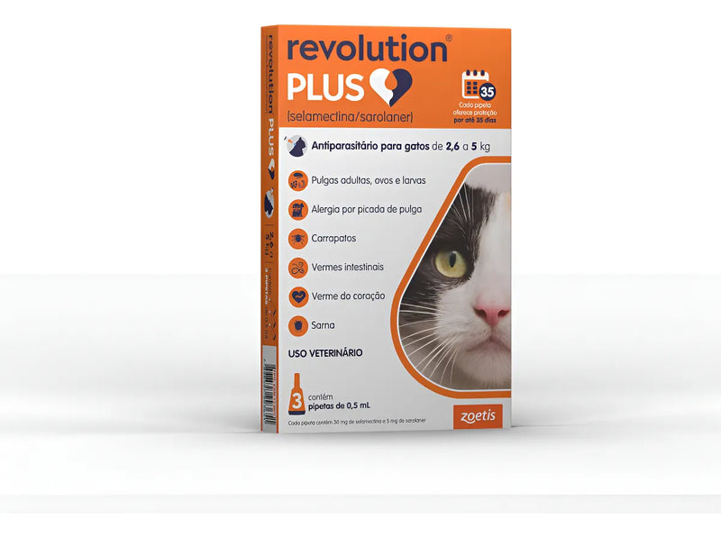 Antiparasitário Revolution Plus 2,6 a 5kg com 3 pipetas Zoetis