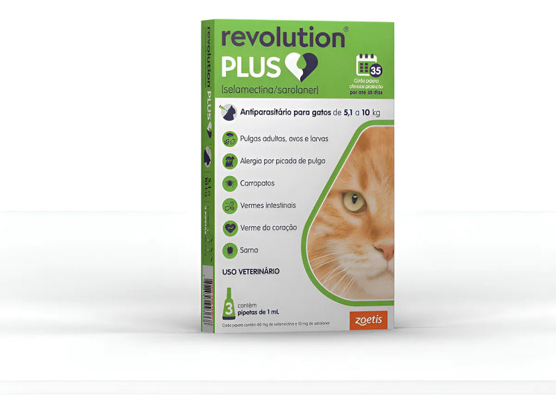 Antiparasitário Revolution Plus 5,1 a 10kg com 3 pipetas Zoetis