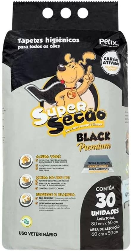 Tapete Higiênico Super Secão Black Premium 30 Unidades