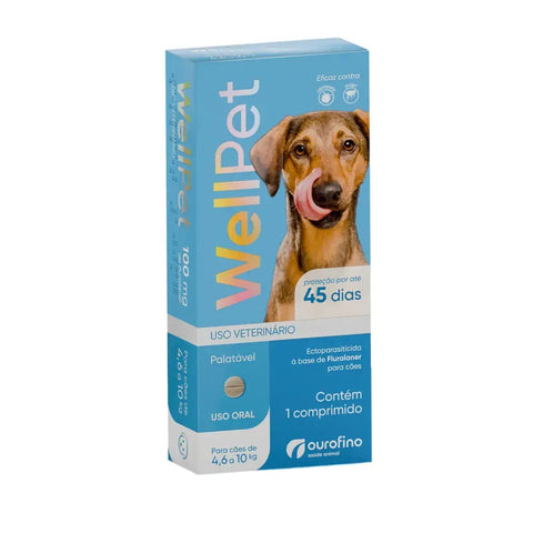 Antipulgas e Carrapatos Wellpet 100 mg para Cães 4,6 a 10 kg - 1 comprimido
