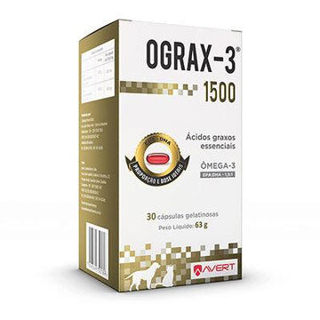 Suplemento Avert Ograx-3 1500 para Cães - 30 Cápsulas